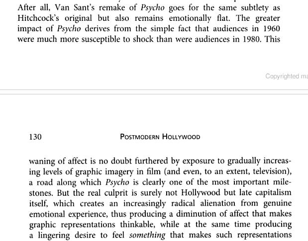Postmodern Hollywood- whats new in a film and why it makes us feel so strange, by M.Keith Booker, 2007, pg 129-130